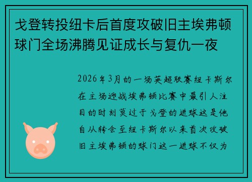 戈登转投纽卡后首度攻破旧主埃弗顿球门全场沸腾见证成长与复仇一夜